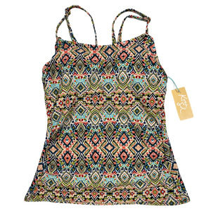 Small Multicolor Patterned Tankini Top Swimwear